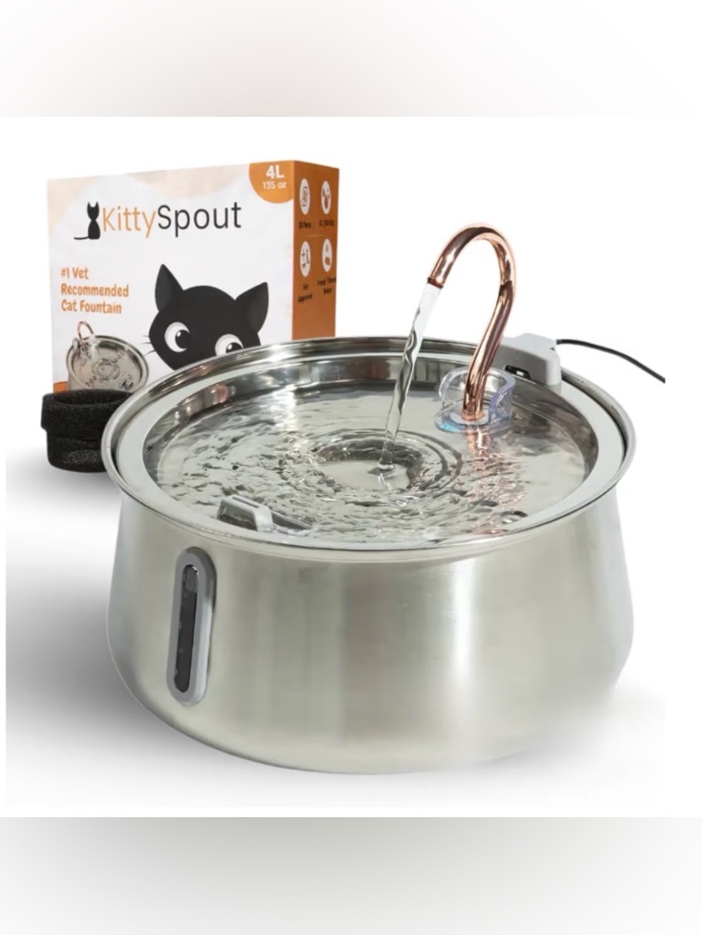 KittySpout Stainless Steel Cat Water Fountain
